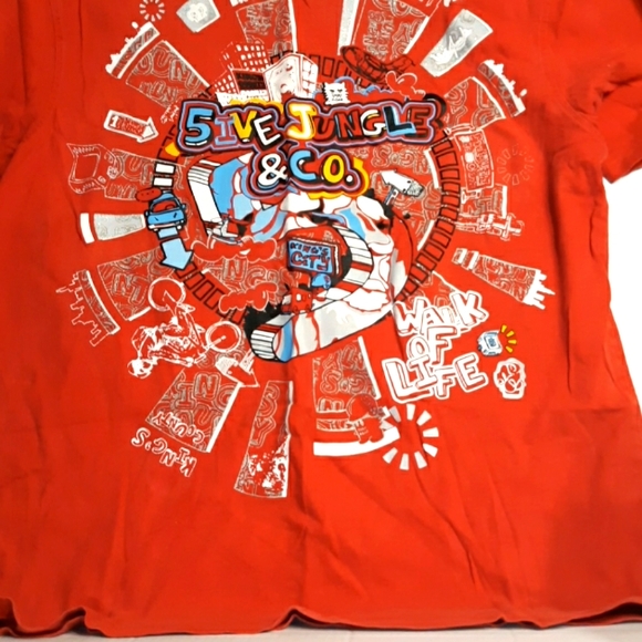 Mens Red 5ive Jungle Skate Short Sleeve Graphic Te - Picture 2 of 14
